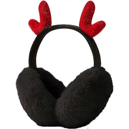 Peluche Hot Earmuffs Hiver Outdoor Earmuffs Folding Antler Earmuffs Girls Christmas Elk Headband Soft Adjustable Earmuffs