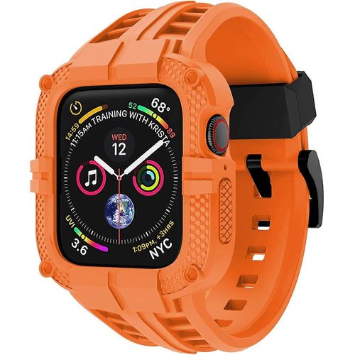 Bracelet Compatible Avec Apple Watch Series 7 41mm Pour Series 6 5 4 40mm Series 3 38mm, Bracelet Robuste En Tpu Avec Étui De Protection Complète Pour Femmes/Hommes Orange