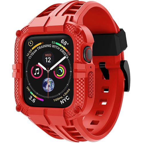 Bracelet Compatible Avec Apple Watch Series 7 41mm Pour Series 6 5 4 40mm Series 3 38mm, Bracelet Robuste En Tpu Avec Étui De Protection Intégrale Pour Femmes/Hommes Rouge