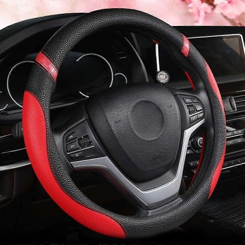 Housse De Volant Pour Femmes Housse De Volant Universelle En Cuir Pour Voiture 15 Pouces (Rouge)