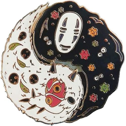 No Face Ghibli Spirited Away Ying Yang Enamel Pin Japonais Ghost Fashion Accessoire Pour Revers, Vestes En Denim, Chapeaux, Sacs, Chemises Habillées, Noir, Or