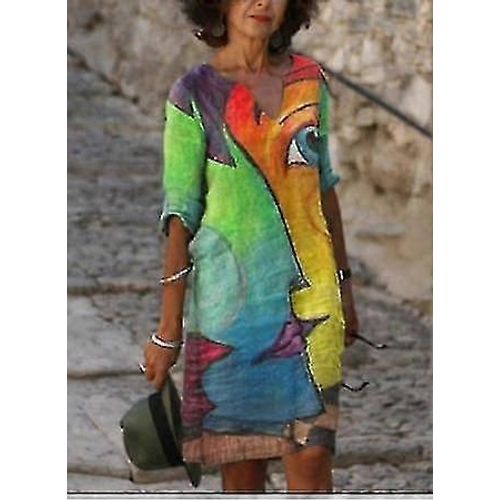 Femmes T Shirt Robe Décontractée Robe T Shirt Robe Tee Robe Feuille Floral Imprimé V Cou Mini Robe Mode Moderne Quotidien Vacances Manches Courtes Régulier Ligh