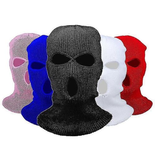 3hole Tricoté Complet Couverture Faciale Masque De Ski Hiver Cagoule Chaude Tricot Masque Complet