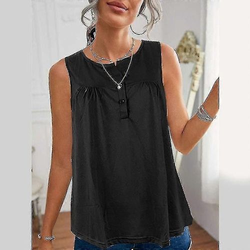 Femmes Débardeurs D¿Été Chemise Tee Tunique Blouse Couleur Unie Crew Neck Blouse Vest