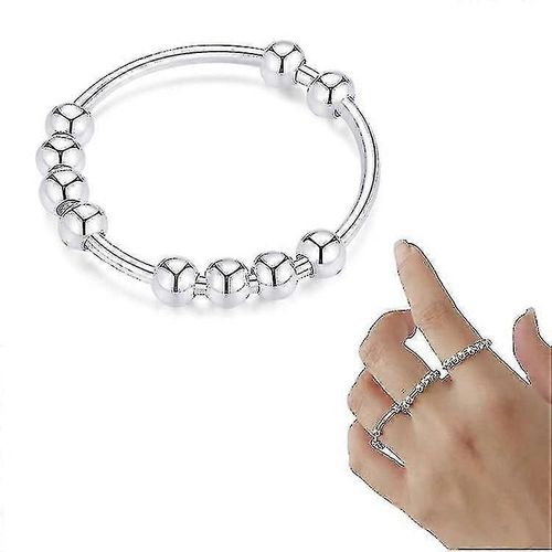 925 Bague Anti Anxiété En Argent Sterling Pour Femmes Hommes Bagues Fidget Pour Anxiété Bague Anxiété Avec Perles Bague Spinner