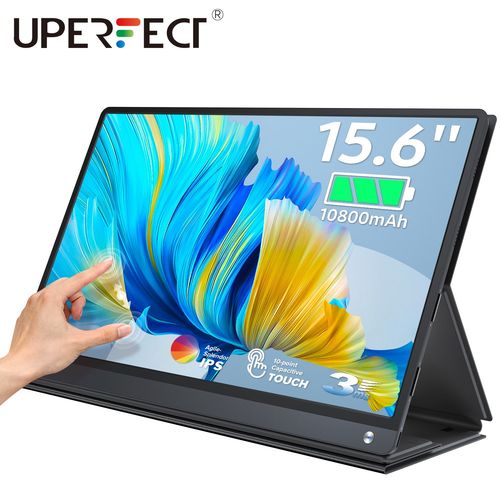 UPERFECT 15.6" Écran Tactile Portable Moniteur Batterie Intégrée 1080P FHD USB C HDMI