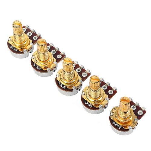 5pcs B500k Potentiomètre Cannelé Pot Guitare Électrique Basse Effet Ampli Tonalité Volume