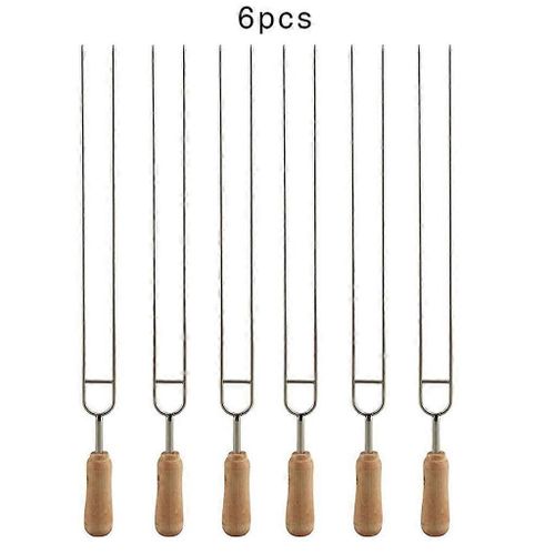6pcs acier inoxydable en forme de U Barbecue Brazing Fork Needle Grilling Brochettes Double Broche Outils BBQ
