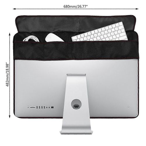 Housse anti-poussière noire Imperméable en cuir PU Protection pour coque avec/sans poche pour Apple pour iMac pour Macbook Écran d¿affichage 21/27 pouces