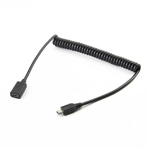Câble USB-C vers Mini USB Transfert de données rapide Charge Ligne de ressort extensible pour lecteur de musique GPSCamera