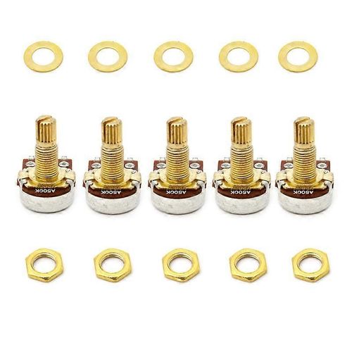 5pcs A500k Potentiomètre Cannelé Pot Guitare Électrique Basse Effet Ampli Tonalité Volume