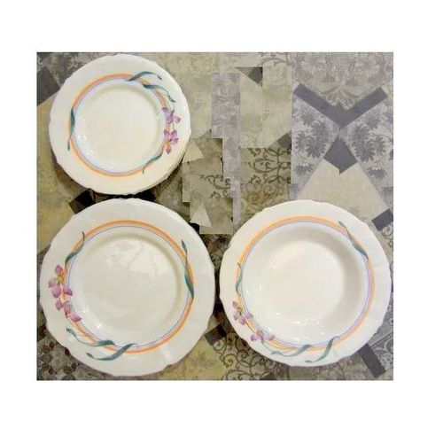 Assiettes Arcopal Enopaline Incassable Resistant Blanche Fleur Mauve Vaisselle Assiette Creuse 23cm Plate 25cm Dessert 20cm Verre Borosilicaté Opale Trempé Translucide Résistant Non Poreux Micro-Onde