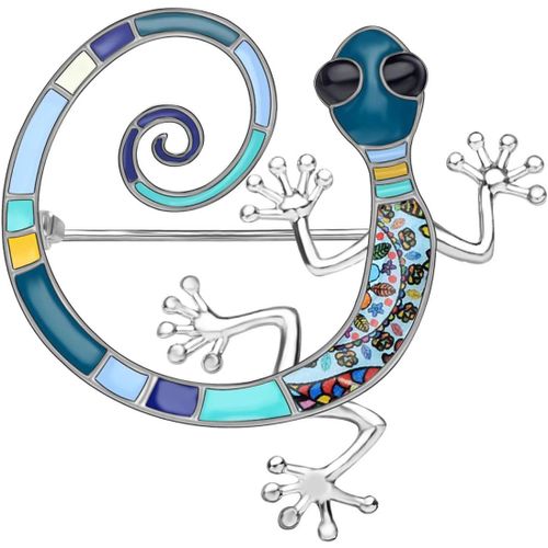 Broche En Forme De Lézard En Émail Motif Floral 6 Couleurs[Q149]