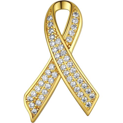 Broche Ruban Plaqué Or Jaune/Platiné Avec Zircon Cubique Blanc/Rose Pins Épingle Bijoux Femme Fille Accessoire De Vêtement[Q223]