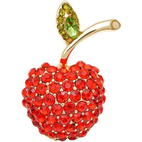 Jolie Broche En Forme De Pomme Rouge Pour Femmes Et Filles - Avec Strass Autrichiens - Pour Pulls, Écharpes, Vestes, Robes, Sacs À Dos - Bijoux Délicats - Cadeaux D'anniversaire, Métal, Zirc[Q445]