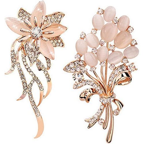 Broche Florale Fantaisie De Style Vintage En Cristal Créé Pour Femmes, Filles, Dames Avec Cristal Bleu Et Violet[Q447]