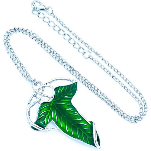 Bauqoo Collier Broche Feuille De Lòrien Le Seigneur Des Anneaux Gadget Accessoires Femme Homme Fille Pendentif Couleur Argent Idée Cadeau Magie Fantaisie Cosplay[Q1002]
