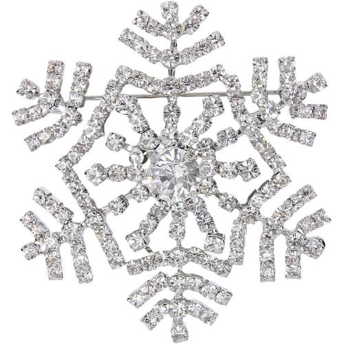 Broche Flocon De Neige Cristal Strass Accessoire De Vêtement Hiver Bijou Cadeau Noël Fête[Q1464]