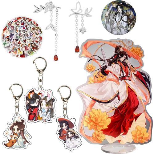 Heaven Official's Blessing ¿ Tian Guan Ci Fu Cosplay Boucles D'oreilles Acrylique Stand Figure Hua Cheng Porte-Clés Xie Lian Broche Autocollant Set De 16 Pièces[Q852]