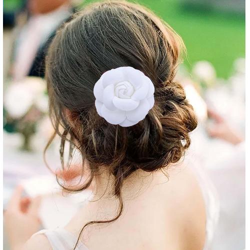 Pince À Cheveux Vintage En Forme De Fleur Blanche Broche Camélia En Tissu Grandes Épingles À Cheveux Blanches Broche En Forme De Fleur De Camélia Barrette Florale Clip Bidirectionnel[Q876]