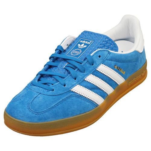 Adidas Gazelle Indoor Unissex Baskets De Luxe En Cuir Bleu Et Blanc