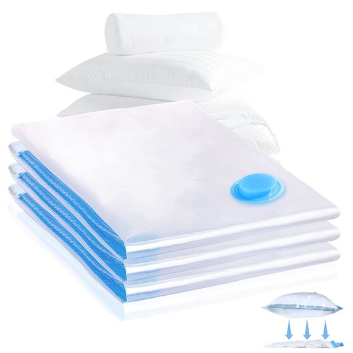 AiQInu Sac Rangement Sous Vide Aspirateur, Lot de 3 (60 x 80cm) Reutilisable Housse Rangement pour Rangement Vetement,Literie, Serviette, Couette