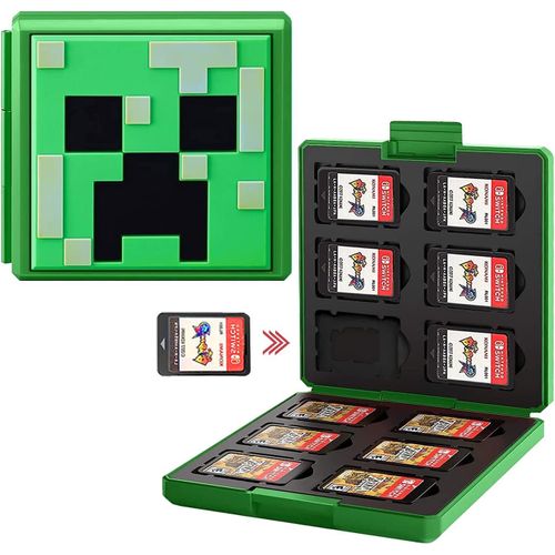 Étui Pour Cartes De Jeux Nintendo Switch,Boitier De Protection Pour Nintendo Switch, Boîte De Rangement Peut Contenir 12 Cartes De Jeu Et 12 Cartes Sd(Vert)