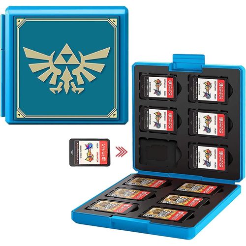 Etui De Carte De Jeu Pour Nintendo Switch,Étui De Protection Anti-Chocs Pour Cartouches, Boîte De Rangement Avec 12 Emplacements(Bleu)