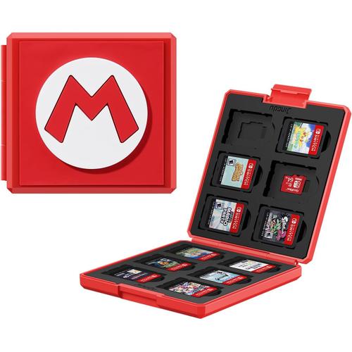 Etui De Carte De Jeu Pour Nintendo Switch,Étui De Protection Anti-Chocs Pour Cartouches, Boîte De Rangement Avec 12 Emplacements(Rouge)