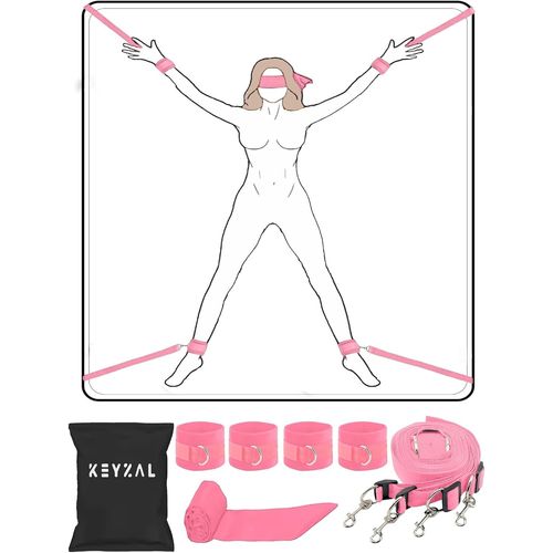 Menottes Bdsm Réglables, Kit Bondage Lit Sm, Attaches Poignets Et Chevilles Avec Bandeau Pour Les Yeux, Jouet Sexuel Adulte, Couple, Sextoy Érotique, Plaisir Femme Homme, Accessoires Bdsm (Rose).[G190]