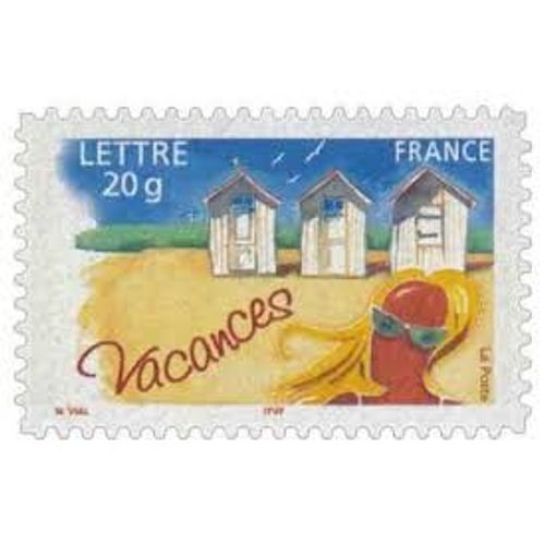 Timbre Pour Vacances : Cabines De Plage Année 2005 Autoadhésif N° 3788 Ou 53 Yvert Et Tellier Luxe Validité Permanente