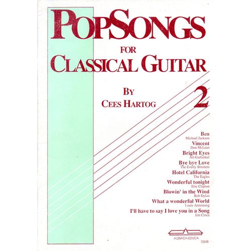 Popsongs For Classical Guitar By Cees Hartog Volume 2