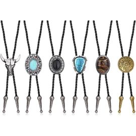 6 Pièces Bolo Cravate Pour Homme Western Cowboy Cravate En Cuir Halloween Costume Accessoires Pour Homme Femme