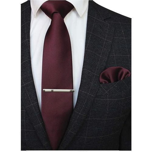 Cravate Homme En Multicolores Et Pinces À Cravate Et Carre De Poche Emsemble