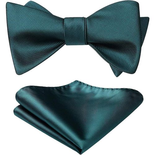 Hommes Noeud Papillon Mouchoir Ensemble En Serge De Couleur Unie N?uds Papillon Auto-Noués Pour La Fête De Mariage