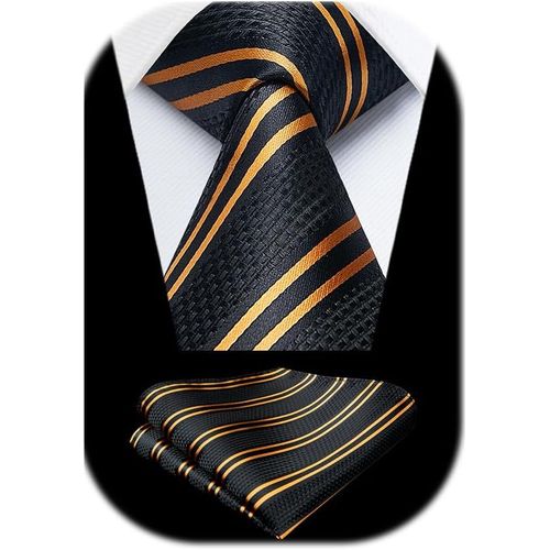 Cravate Homme Et Pochette Ensemble 8.5cm Soie Cravates Pour Hommes Carreaux Rayures Cravatte Pour Mariage Fête Affaires