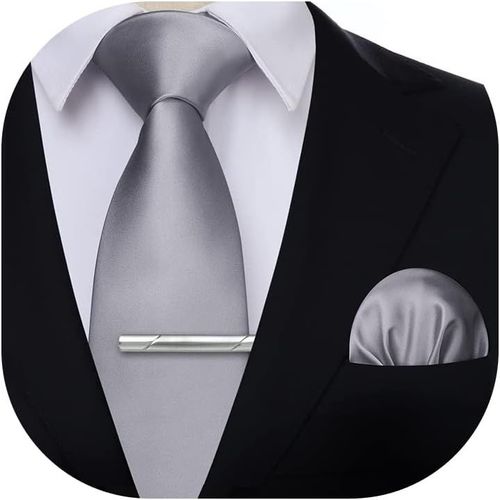 Cravate Homme Couleur Unie Mariage Cravates Et Mouchoir Pour Hommes Classique Formel Ensemble Cravate Et Carre De Poche Pinces À Cravate