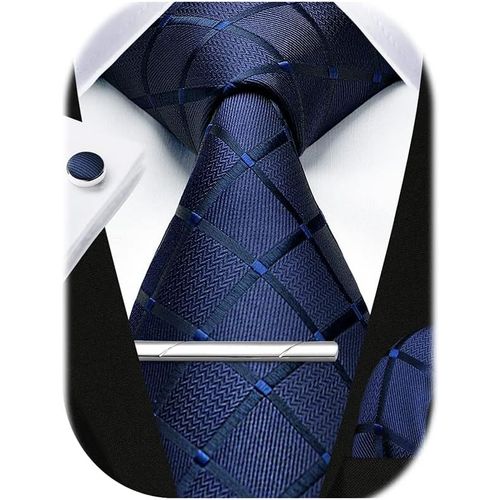 Hommes Plaid Cravate Et Pochette Ensemble Mouchoir Bouton De Manchette Pince À Cravate Ensemble Formel Fête De Mariage Cadeaux Cravate Pour Hommes