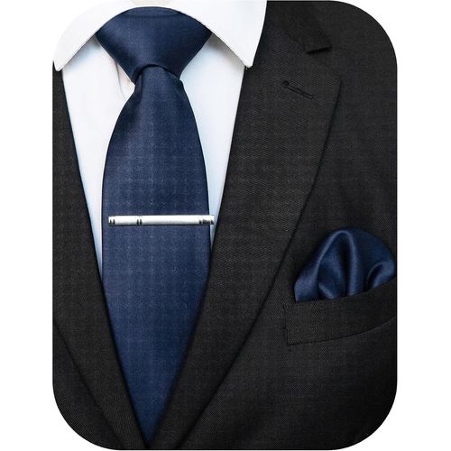 Hommes Cravate En Tissu Mat Avec Mouchoir De Poche Et Pince À Cravate - Plusieurs Couleurs Disponibles