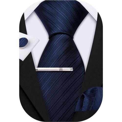 Cravates D'affaires En Soie Pour Homme Avec Mouchoir De Poche À Boutons De Manchette Rayures Plaid Ensemble De Cravates Pour Mariage Festif