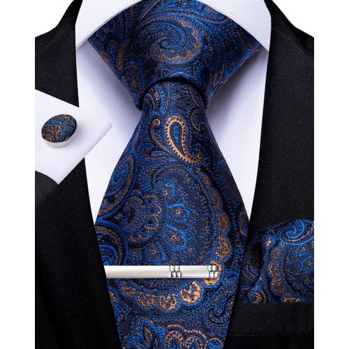 Cravate Et Mouchoir De Poche En Soie Cachemire Pour Homme Avec Boutons De Manchette Et Pince À Cravate, Ensemble Mariage