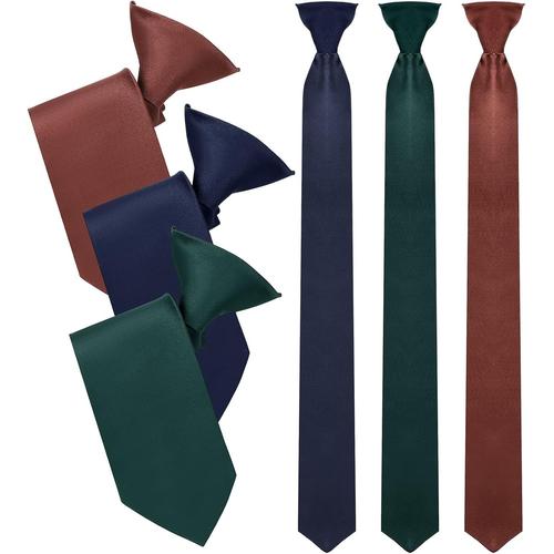 Lot De 3 Cravates Pré-Nouées À Clipser Pour Homme, Couleur Unie, Accessoires De Costume