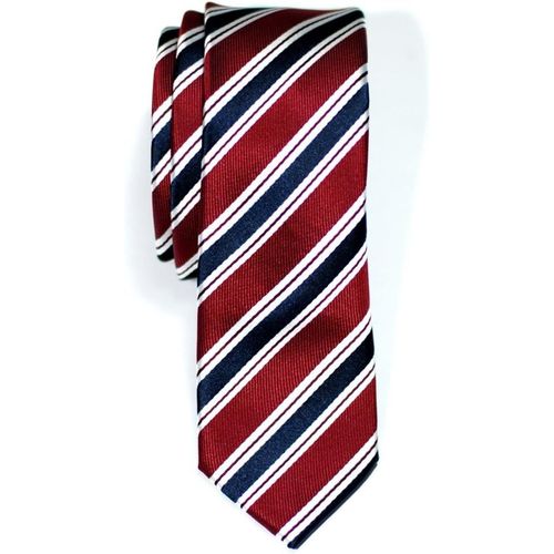 Cravate Fine Slim À Rayures Preppy Tissée En Microfibres De