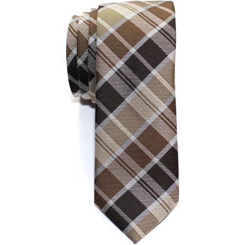 Cravate Fine Slim Moderne Tissée En Tartan Pour Homme