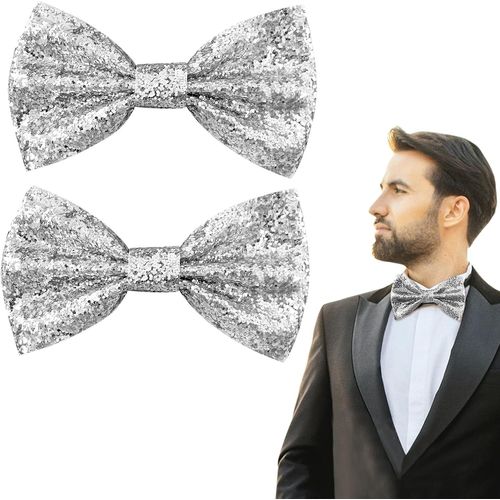 2 Pièces Noeud Papillon Homme Avec Paillettes, N?ud Papillon À Paillettes Pour Adulte, Design Fin Et Brillant, Accessoire De Soirée Idéal Pour Fête Banquet Mariage Deguisement Disco
