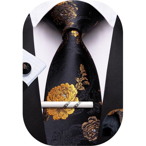 Cravates Pour Homme En Soie, Couleur Unie, Mouchoir Et Boutons De Manchette Pour Fête De Mariage