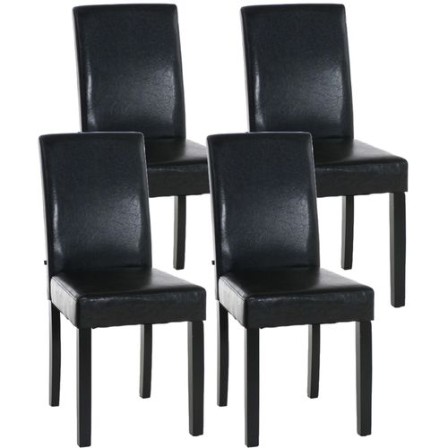 Lot De 4 Chaises De Salle À Manger Design Moderne Confortable En Pvc Marron Et Pieds En Bois Noir 10_0001767