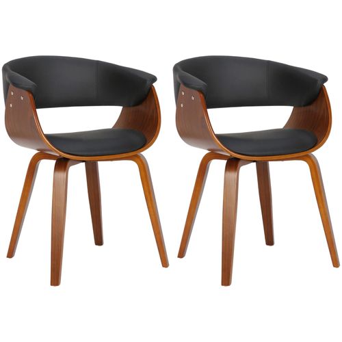 Lot De 2 Chaises De La Salle À Manger Design Retro En Structure En Bois Marron Et Assise En Pvc Noir 10_0001686