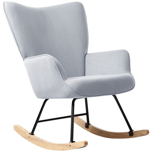 Fauteuil À Bascule Arset Velours Côtelé Bleu Clair