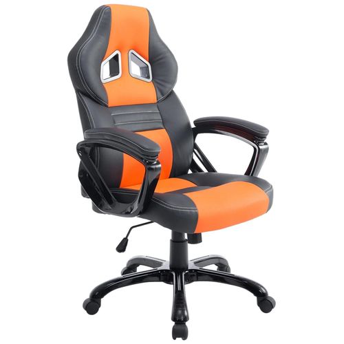 Fauteuil De Bureau Gaming Sur Roulettes Mécanisme D'inclinaison En Pvc Noir / Orange Et Plastique 10_0002599